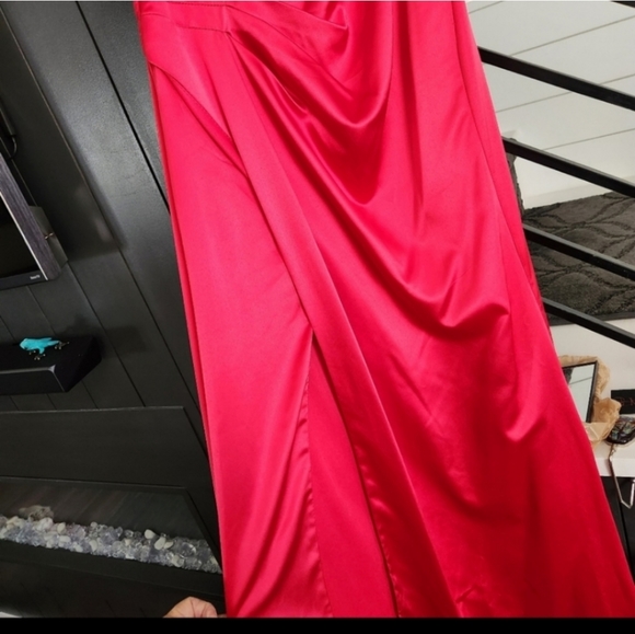 B Darlin Silky One Shoulder Full Length Dress - Picture 4 of 8